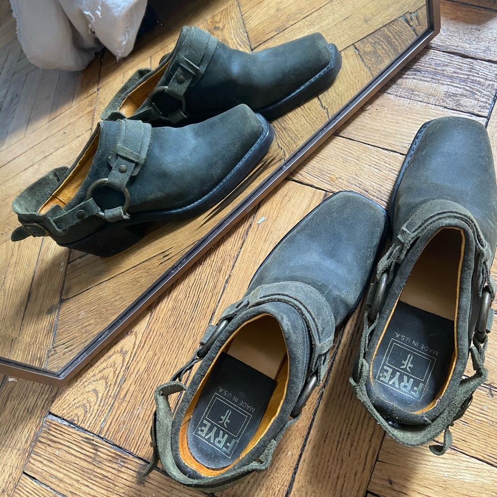 Frye Square Toe Harness Slip-On Mules 7.5